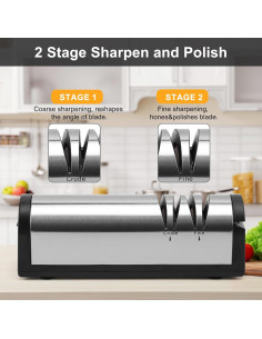 Afilador de cuchillos eléctrico iFCOW 2 etapas acero inoxidable 2