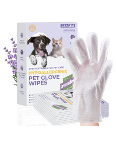 Guantes de Limpieza para Mascotas LEAGIM - Toallitas Lavanda 8 Pzs