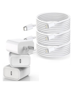 Cable de carga rápida 6 pies + cargador USB-C Apple MFi - 3 paquetes