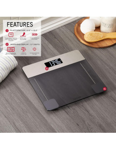 Báscula Digital de Baño Taylor 200 kg Vidrio Tinte Acero Inoxidable 2