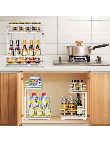 Organizador Bajo Fregadero JYPS 2 Niveles Ajustable Blanco