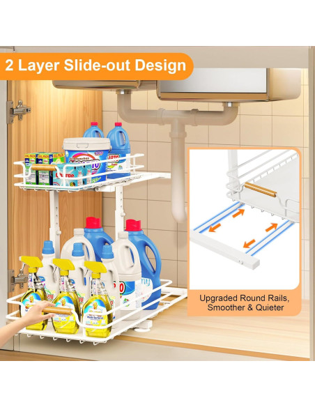 Organizador Bajo Fregadero JYPS 2 Niveles Ajustable Blanco