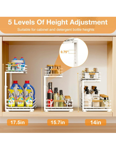 Organizador Bajo Fregadero JYPS 2 Niveles Ajustable Blanco