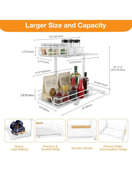 Organizador Bajo Fregadero JYPS 2 Niveles Ajustable Blanco