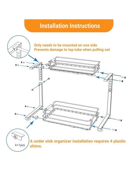 Organizador Bajo Fregadero JYPS 2 Niveles Ajustable Blanco