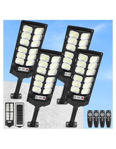 Paquete de 4 luces solares LED CNOIJUTS 13000LM IP65 con sensor