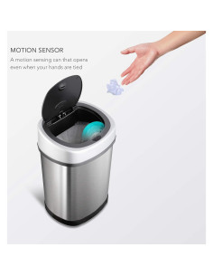 Basurero Automático Ninestars DZT-12-9 12L Inoxidable Ovalado 2