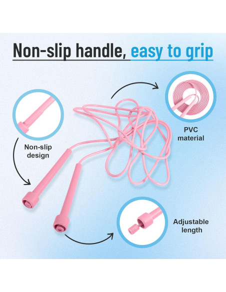 Paquete de 10 cuerdas de saltar Vyndicca ajustables para niños