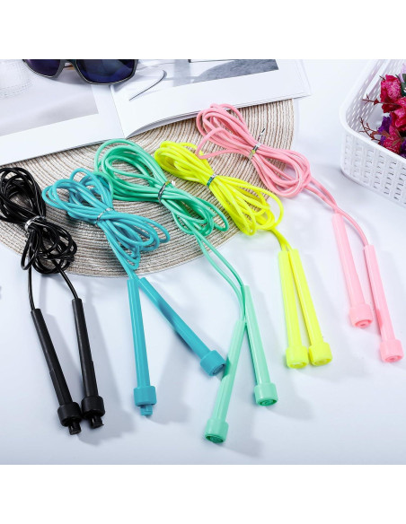 Paquete de 10 cuerdas de saltar Vyndicca ajustables para niños