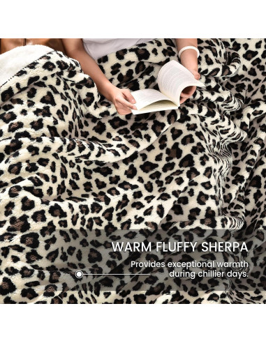 Manta Sherpa Reversible PHF Queen Leopardo 90x90 cm Cálida