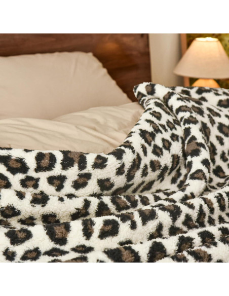 Manta Sherpa Reversible PHF Queen Leopardo 90x90 cm Cálida