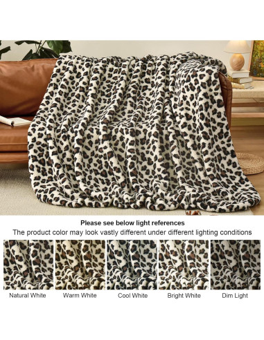 Manta Sherpa Reversible PHF Queen Leopardo 90x90 cm Cálida