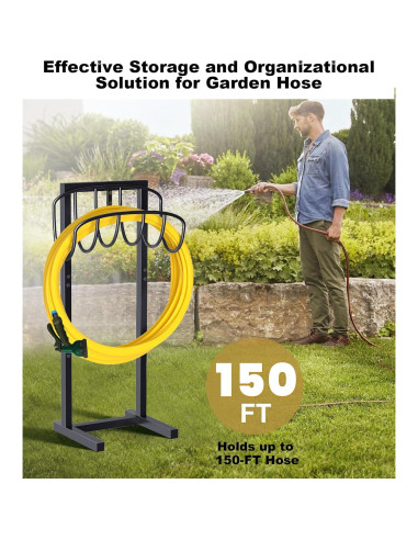 Soporte de Manguera de Jardín Artigarden 150 pies Metal Amarillo
