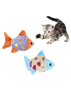 Juguetes Interactivos para Gatos Andiker 2pcs Pez Catnip