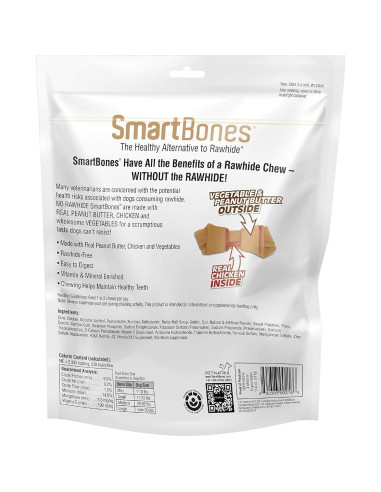SmartBones Masticables Medianos Sin Piel con Mantequilla de Maní - Paquete de 4