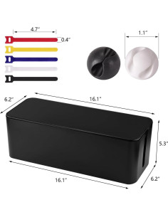 Caja Organizadora de Cables Tuwechen Grande Negra - 40.9x15.7 cm 2