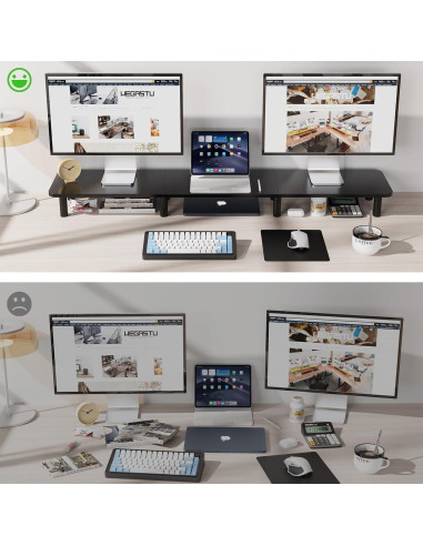 Soporte Elevador para Doble Monitor WEGASTU 111.1 cm Negro