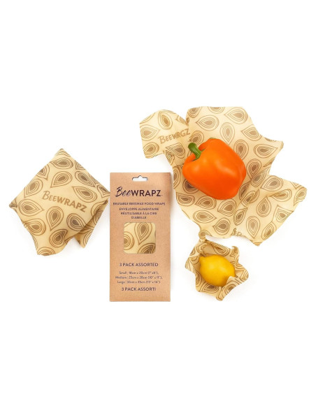 BeeWRAPZ Envolturas Reutilizables de Cera de Abeja - 3 Piezas