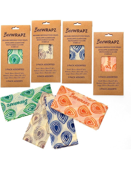 BeeWRAPZ Envolturas Reutilizables de Cera de Abeja - 3 Piezas