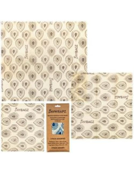 BeeWRAPZ Envolturas Reutilizables de Cera de Abeja - 3 Piezas