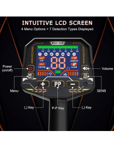Detector de Metales WOOTOOR WT 5 Modos Pantalla LED 2,84 kg 2