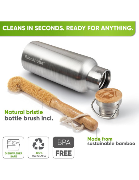 Botella de Agua Aislada Blockhütte 500ml Acero Inoxidable