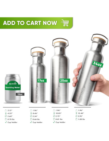 Botella de Agua Aislada Blockhütte 500ml Acero Inoxidable