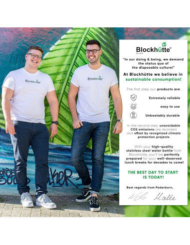 Botella de Agua Aislada Blockhütte 500ml Acero Inoxidable