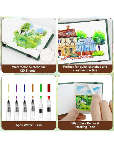 Set de Acuarelas Portátil Conglow KBX-5151 con 12 Colores