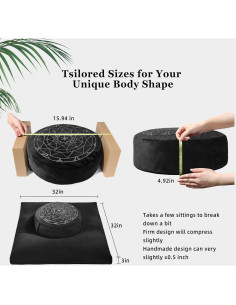 Conjunto de Cojines de Meditación Eliier Zafu y Zabuton Negro 2