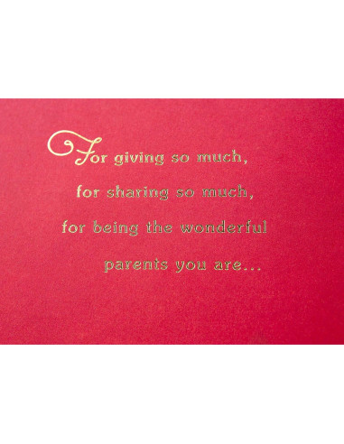 Tarjeta de Navidad Hallmark para Mamá y Papá - Árbol de Foil Rojo