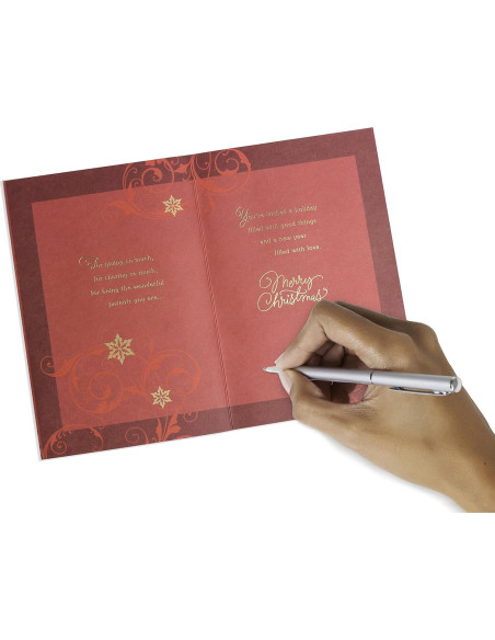 Tarjeta de Navidad Hallmark para Mamá y Papá - Árbol de Foil Rojo