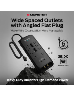 Protector de Sobretensión Monster Power 4,050 Julios 8 Salidas USB 2