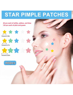 Parche Estrella para Espinillas TIKMNO - 480 Pcs Hidrocoloide 2