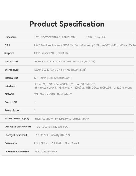 Beelink Mini PC EQ14 Intel N150 16GB RAM 1TB SSD 4K