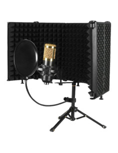 Escudo de Aislamiento de Micrófono 5 Paneles con Filtro Antipop