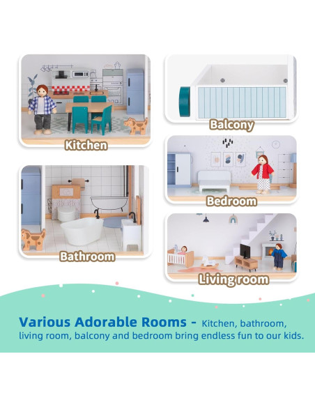 Casa de Muñecas TOOKYTOY con Ascensor y 21 Muebles