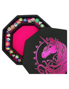 Bandeja Octagonal para Dados Fantasydice Rosa Unicornio 22.86 cm
