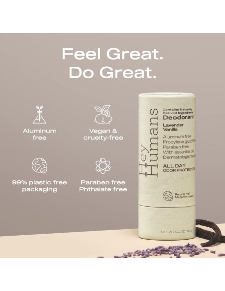 Desodorante Hey Humans Sin Aluminio 56.7g Lavanda Vainilla