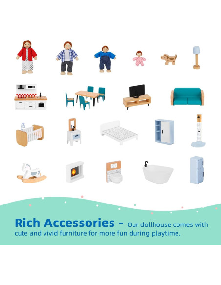 Casa de Muñecas TOOKYTOY con Ascensor y 21 Muebles