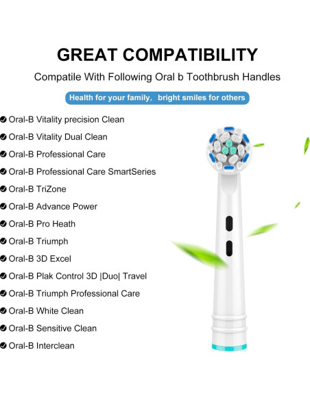 Cabezas de Cepillo de Dientes Eléctrico SetSail 10 Piezas Compatibles Oral-B