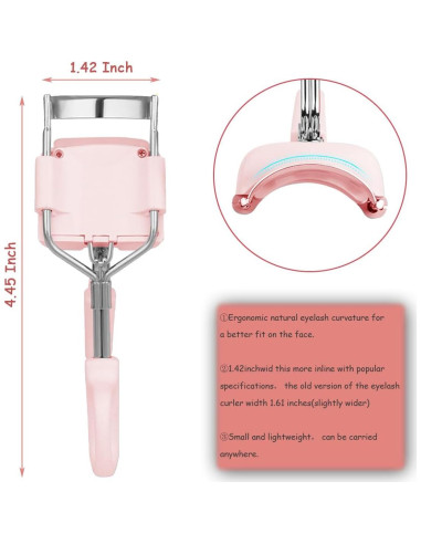 Rizador de Pestañas Eléctrico YOBEYI Rosa, Calentado, 3 Temperaturas
