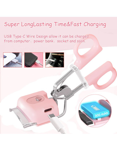 Rizador de Pestañas Eléctrico YOBEYI Rosa, Calentado, 3 Temperaturas