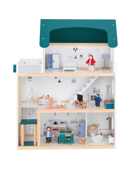 Casa de Muñecas TOOKYTOY con Ascensor y 21 Muebles
