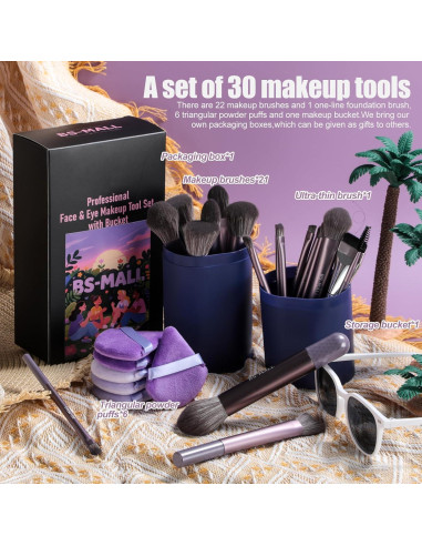 Conjunto de Brochas de Maquillaje Profesional BS-MALL 28 Pcs