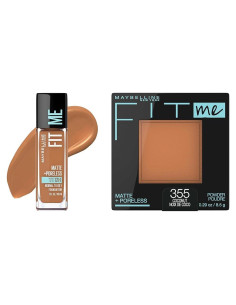 Paquete Maybelline Fit Me Mate + Sin Poros Base y Polvo Coco