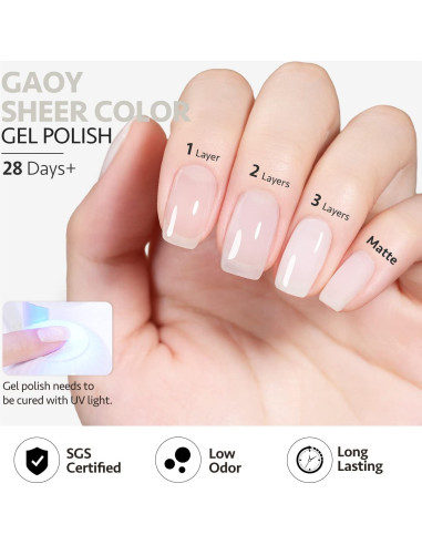 Gel de Uñas GAOY 16ml Blanco Translúcido Soak Off UV