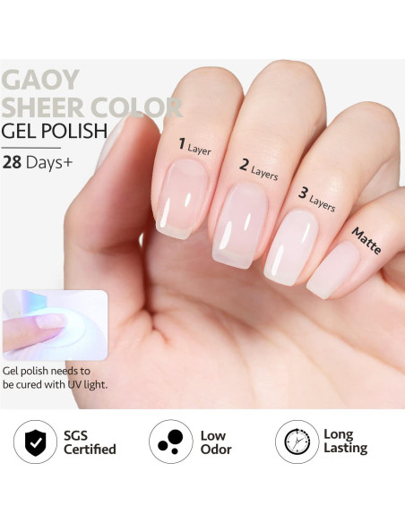 Gel de Uñas GAOY 16ml Blanco Translúcido Soak Off UV