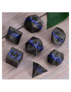 Dados Poliedricos Metálicos DND 7pcs Brillo Púrpura