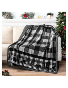 Manta de Sherpa Pavilia 127x152 cm Gris Navidad Suave